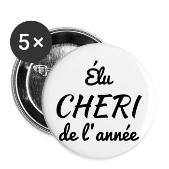 Chéri Love Chérie Amour Femme Mari Valentin - Buttons large 2.2''/56 mm (5-pack) - white - Front