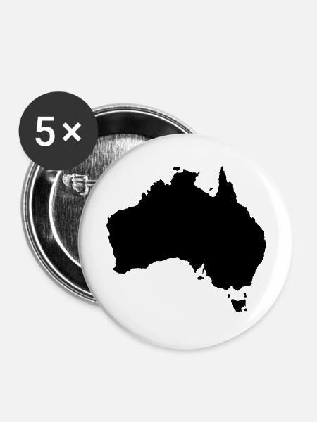 australia map - Buttons groß 56 mm (5er Pack) - Weiß