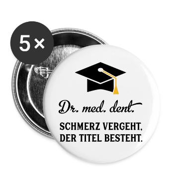 drmeddent - Buttons groß 56 mm (5er Pack) - Weiß - Vorne