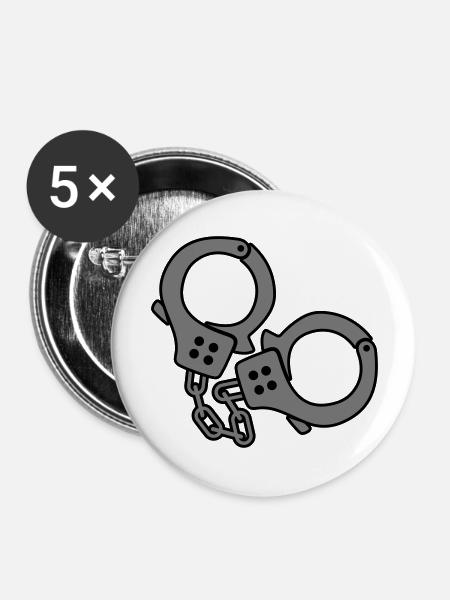 handcuffs design - Buttons groß 56 mm (5er Pack) - Weiß