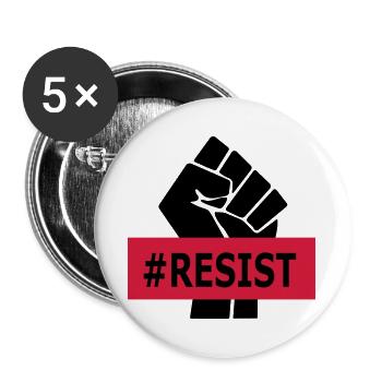 Hashtag Resist - Raised Fist - Black Power - Buttons large 2.2''/56 mm (5-pack) - white - Front