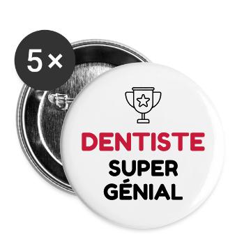 Dentist Zahnarzt Dentiste Zahnärztin Medecine - Buttons large 2.2''/56 mm (5-pack) - white - Front
