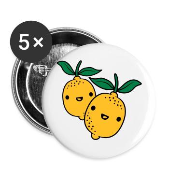 2 citrons kawaii - Lot de 5 grands badges (56 mm) - blanc - Devant