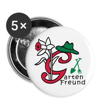 Garten, Buchstabe G, Natur - Buttons groß 56 mm (5er Pack) - Weiß - Vorne