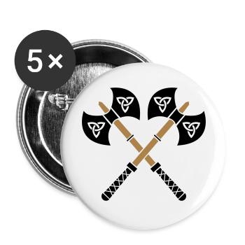 wikinger_aexte_02 - Buttons groß 56 mm (5er Pack) - Weiß - Vorne