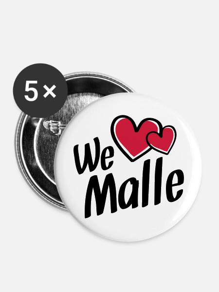 we love malle hearts - Buttons groß 56 mm (5er Pack) - Weiß