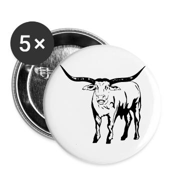 Texas Longhorn Buffalo - Buttons groß 56 mm (5er Pack) - Weiß - Vorne