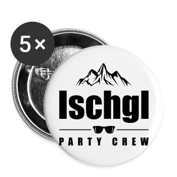 ischgl party crew - Buttons groß 56 mm (5er Pack) - Weiß - Vorne