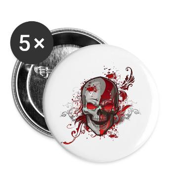 Crâne rouge - Lot de 5 grands badges (56 mm) - blanc - Devant