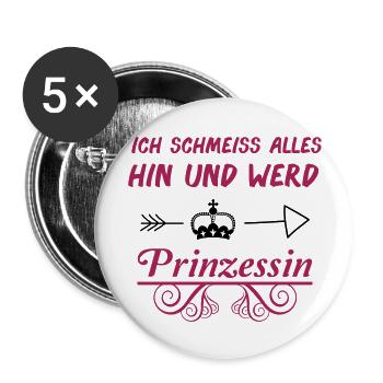 prinzessin_02 - Buttons groß 56 mm (5er Pack) - Weiß - Vorne