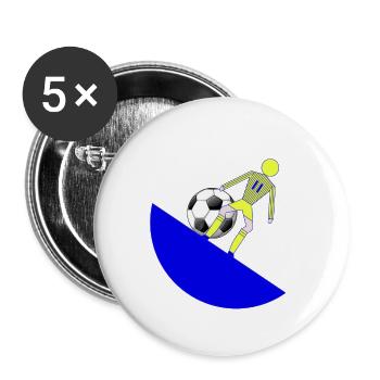 Coup de pied de foot sur Blue Crescent - Lot de 5 grands badges (56 mm) - blanc - Devant