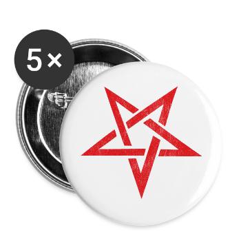 red pentagram - Buttons large 2.2''/56 mm (5-pack) - white - Front