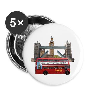 Collage de monuments de Londres - Lot de 5 grands badges (56 mm) - blanc - Devant