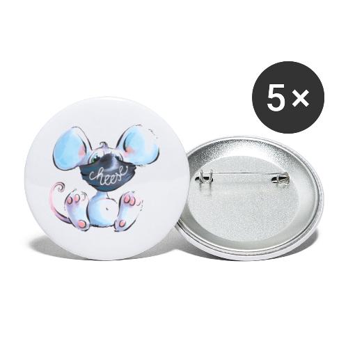 Maskenmaus - Buttons groß 56 mm (5er Pack)