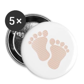 niedliche Baby Fußabdrücke - Buttons groß 56 mm (5er Pack) - Weiß - Vorne