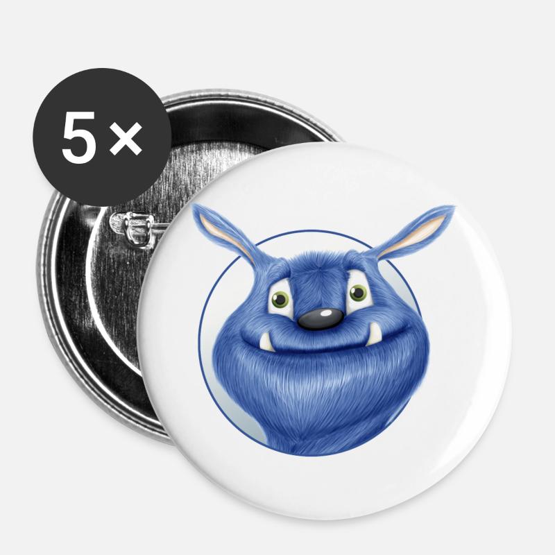 blue monster - Buttons large 2.2''/56 mm (5-pack) - white