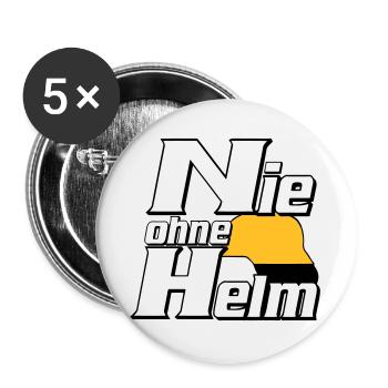 Freiwillige Feuerwehr , Shirt , Nie ohne Helm (25) - Buttons groß 56 mm (5er Pack) - Weiß - Vorne