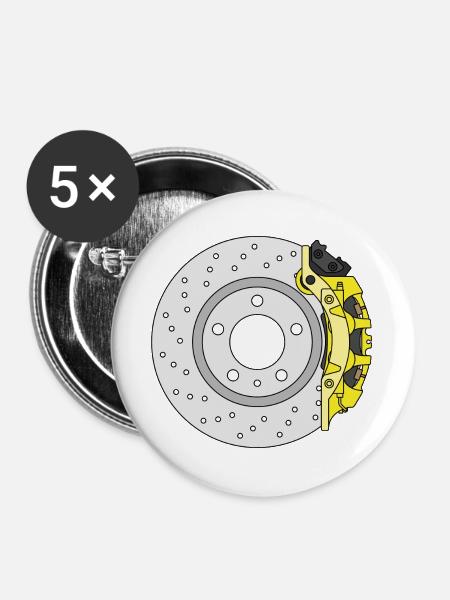 Gelbe Bremsscheibe hinten - Buttons groß 56 mm (5er Pack) - Weiß