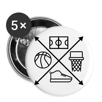 basketball - Lot de 5 grands badges (56 mm) - blanc - Devant