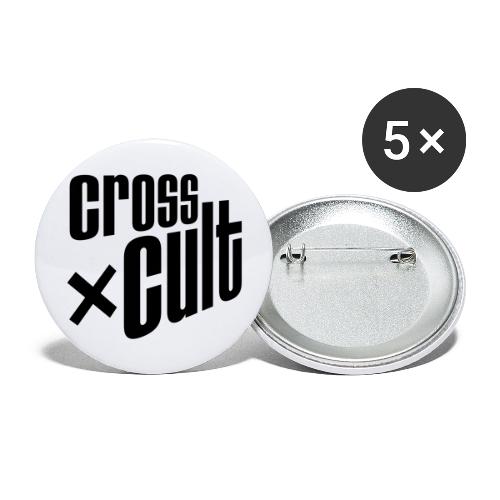 Cross Cult Logo Schwarz - Buttons groß 56 mm (5er Pack)