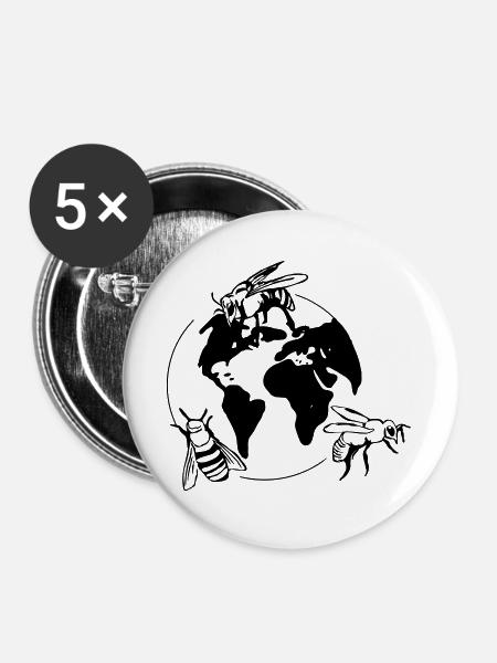 Save the Bees - Buttons groß 56 mm (5er Pack) - Weiß