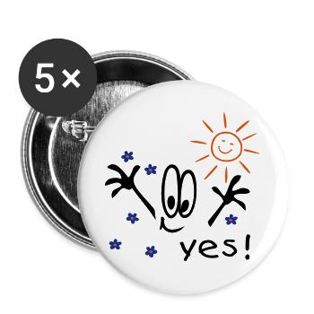 Sommer, Sonne, Urlaub, Comic - Buttons groß 56 mm (5er Pack) - Weiß - Vorne