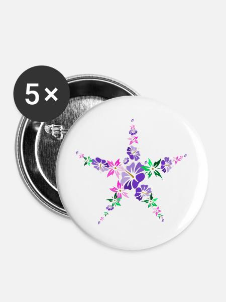Polynesien - Buttons groß 56 mm (5er Pack) - Weiß
