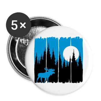 Moose in front of the moon / sun forest dweller forest deer animal - Buttons large 2.2''/56 mm (5-pack) - white - Front