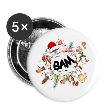 funny comic bubble - stressor Christmas time - Buttons large 2.2''/56 mm (5-pack) - white - Front