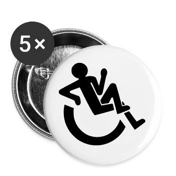 Relaxed wheelchair user, roller, disabled # - Buttons large 2.2''/56 mm (5-pack) - white - Front