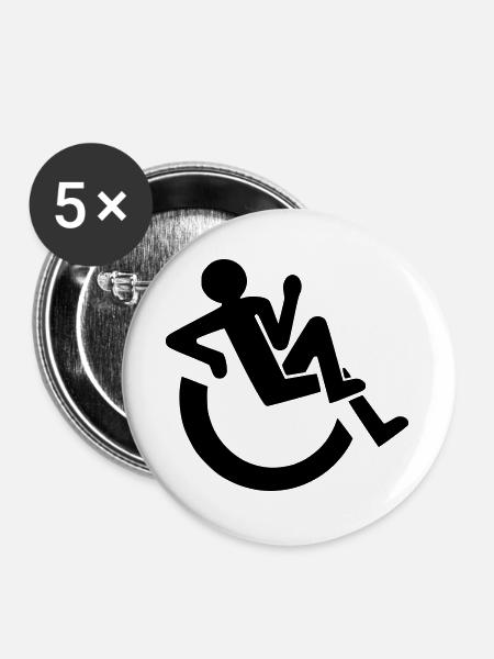 Relaxed wheelchair user, roller, disabled # - Buttons large 2.2''/56 mm (5-pack) - white