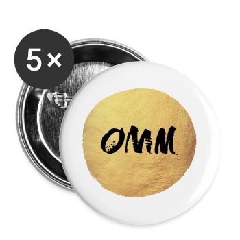 Yoga Kreis Gold om Meditation Indien Sonne Relaxen - Buttons groß 56 mm (5er Pack) - Weiß - Vorne