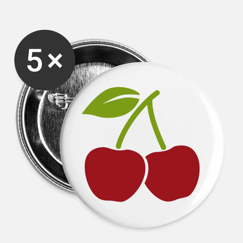 CHERRIES - Buttons large 2.2''/56 mm (5-pack) - white
