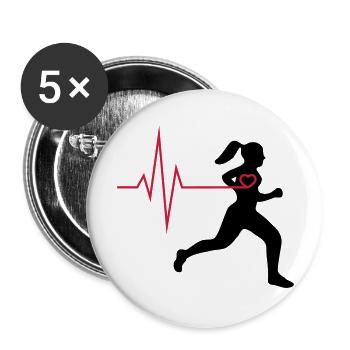 Läuferin mit Herz - Buttons groß 56 mm (5er Pack) - Weiß - Vorne
