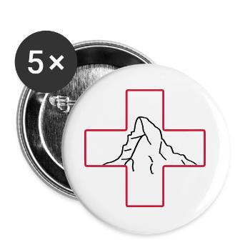 Matterhorn | Swiss flag | Switzerland | hike - Buttons large 2.2''/56 mm (5-pack) - white - Front