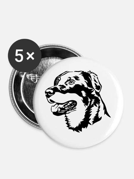 Beauceron Kopf - Buttons groß 56 mm (5er Pack) - Weiß