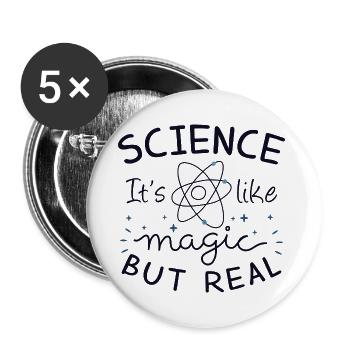 La science c'est comme magique mais réel - Lot de 5 grands badges (56 mm) - blanc - Devant