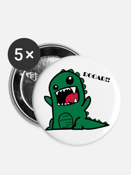 Cartoon dino - Buttons large 2.2''/56 mm (5-pack) - white