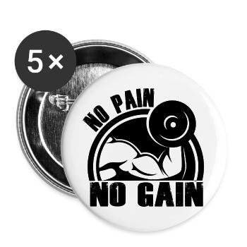 no pain no gain - Buttons large 2.2''/56 mm (5-pack) - white - Front