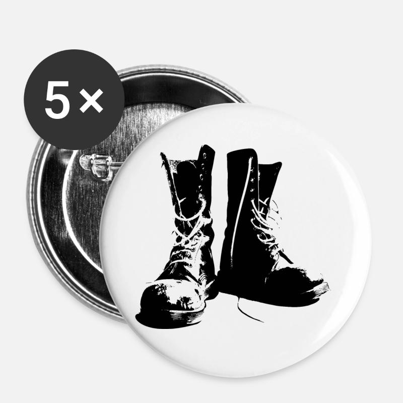 bottes de punks - Lot de 5 grands badges (56 mm) - blanc
