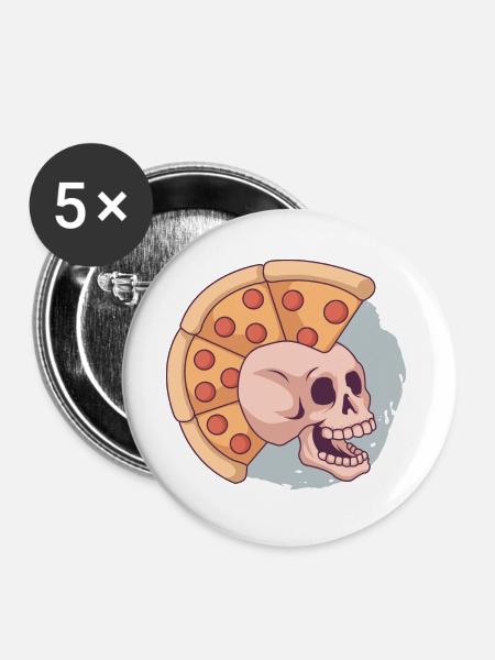 Pizza Mohawk Punk - Buttons groß 56 mm (5er Pack) - Weiß