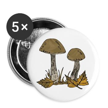 Pilze - Buttons groß 56 mm (5er Pack) - Weiß - Vorne