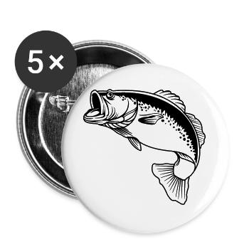 Logo transparent de poisson pour pêcheur - Lot de 5 grands badges (56 mm) - blanc - Devant
