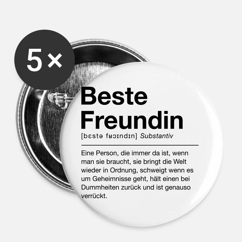 Beste Freundin - Buttons groß 56 mm (5er Pack) - Weiß