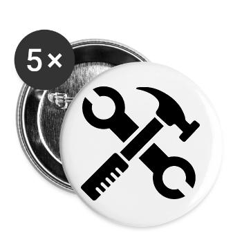 werkzeug tools symbol geschenk tischler Handwerker - Buttons groß 56 mm (5er Pack) - Weiß - Vorne