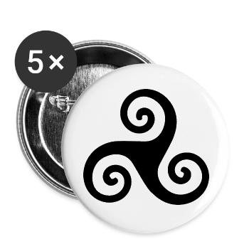 Keltische Triskele - Buttons groß 56 mm (5er Pack) - Weiß - Vorne