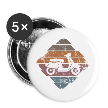 Moped - Buttons groß 56 mm (5er Pack) - Weiß - Vorne
