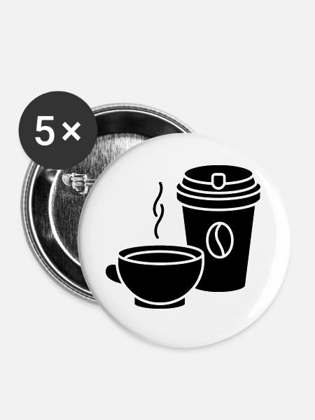 Kaffee - Buttons groß 56 mm (5er Pack) - Weiß