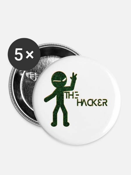 Hacker-Symbole - Buttons groß 56 mm (5er Pack) - Weiß