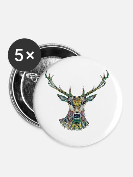 Deer - Buttons groß 56 mm (5er Pack) - Weiß